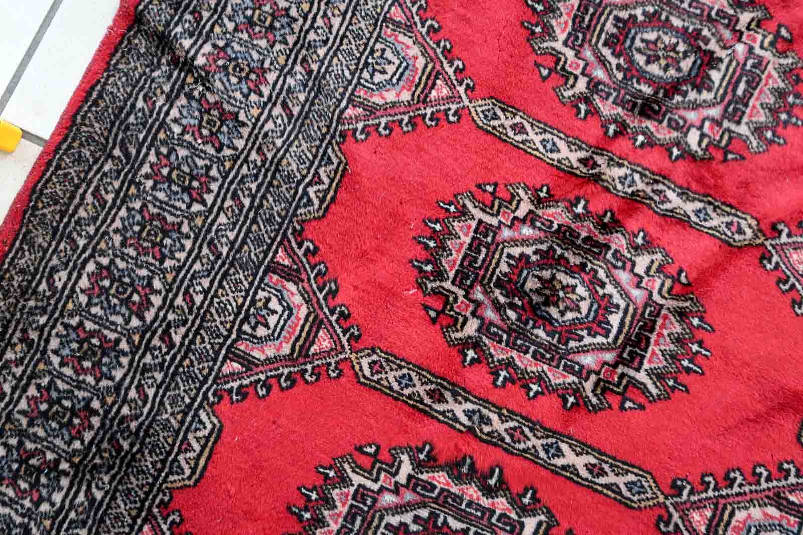 Vintage carpet uzbek bukhara handmade 92cm x 186cm 1970s