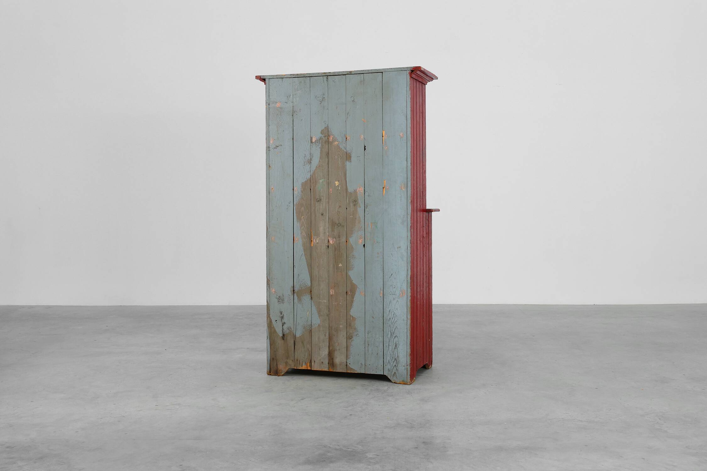 French 19th Century Red‑Painted Stepback Cupboard in Pine