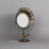 Jean Vinay flower mirror 1960s, In copper & brass