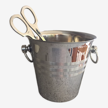 Ice bucket with stainless steel tongs