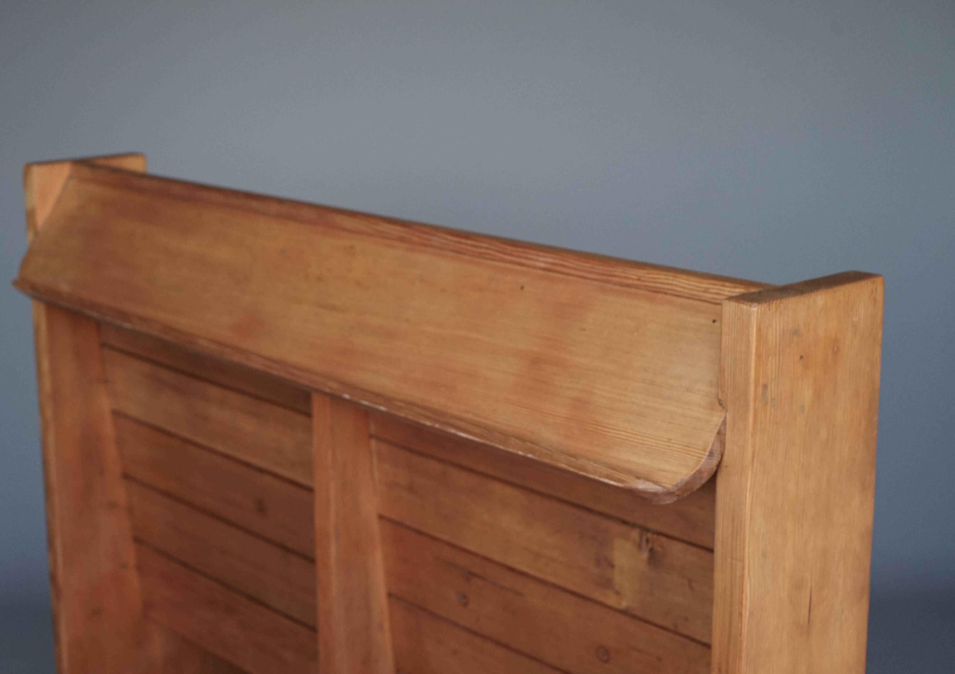 Traditionalist Dutch pine Church Bench, 1930s