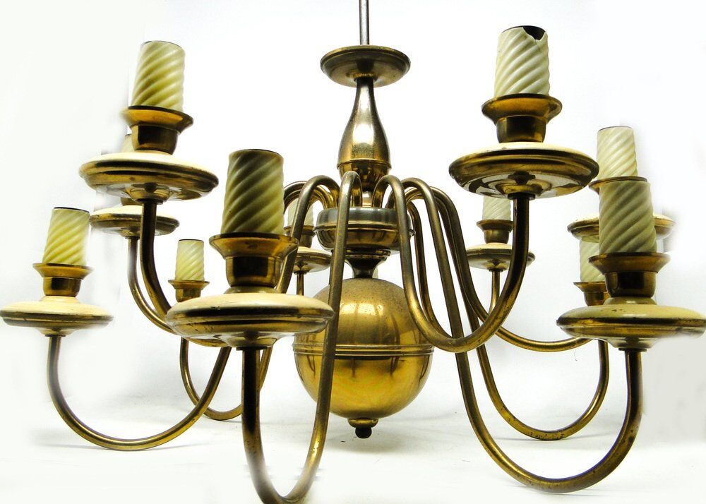 Vintage metal chandelier, Poland, 1980s