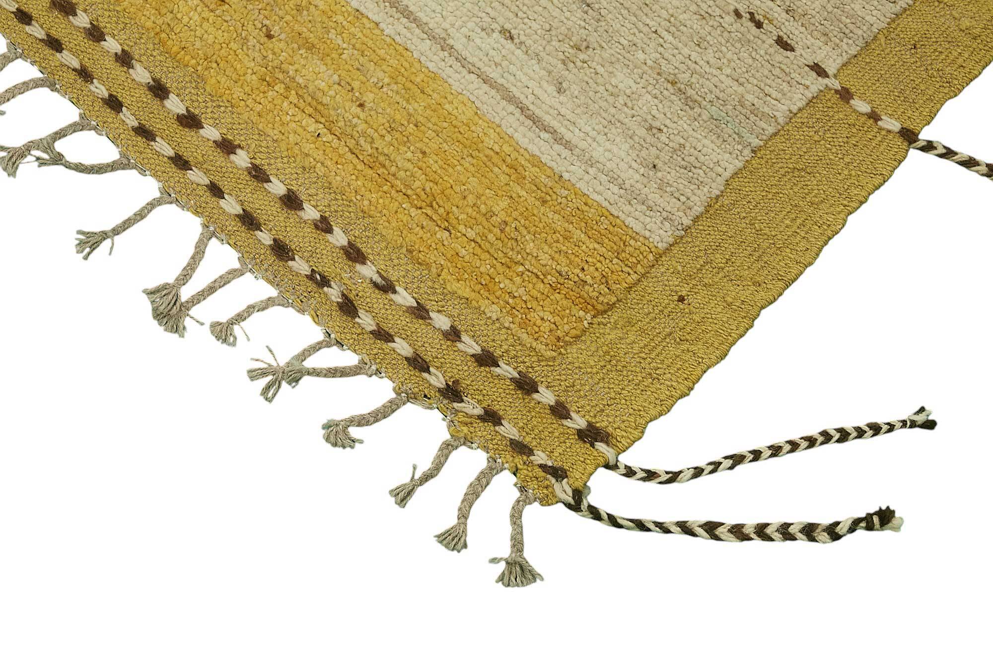 Hand-Knotted Turkish Contemporary 254 cm x 312 cm Beige Wool Carpet
