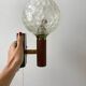 Pair of wall sconces balls in blown glass, metal and teak style 50s