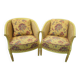 Paire de fauteuils bergères, chauffeuses, forme corbeille