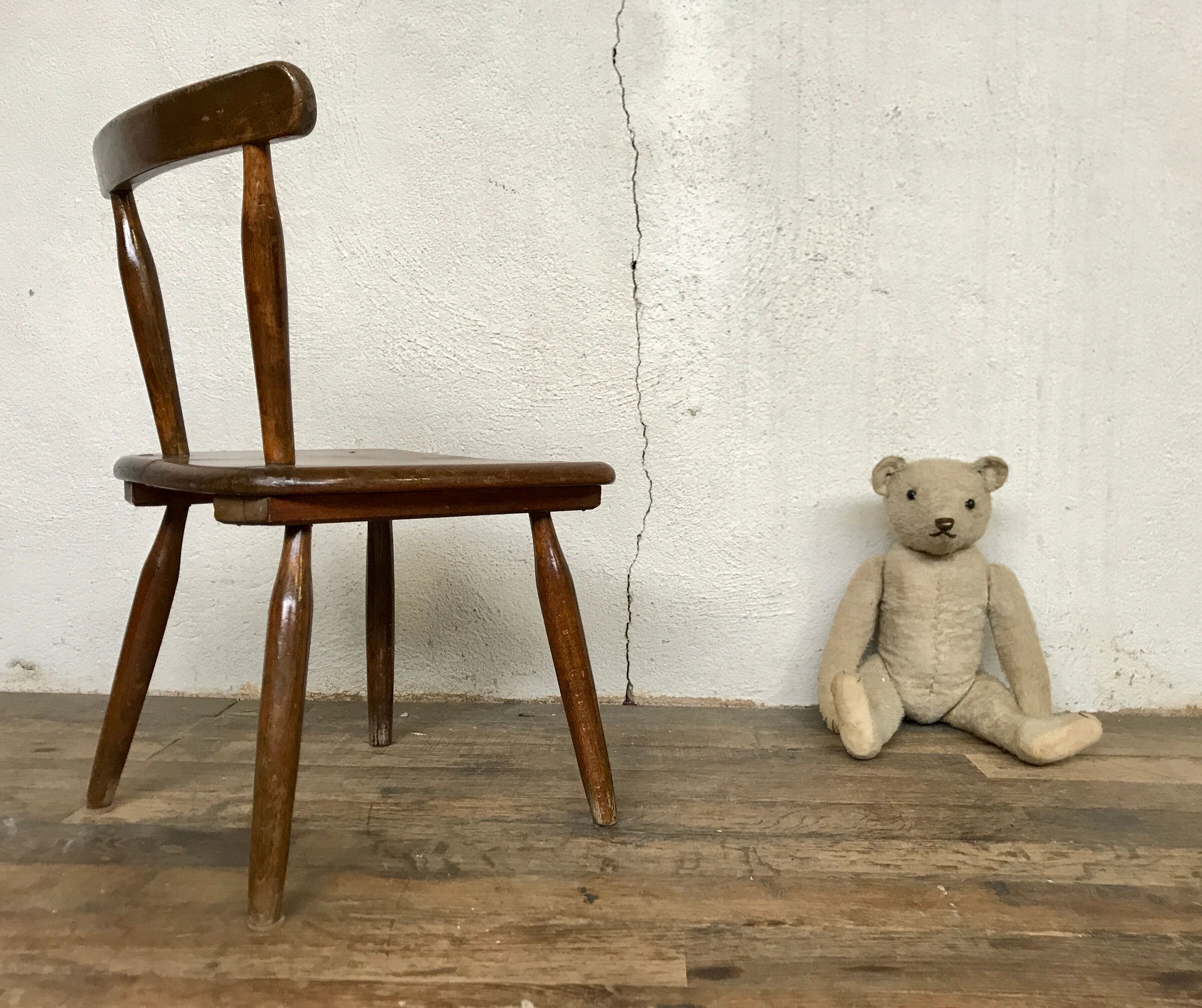 Brutalist primitive style wooden chair