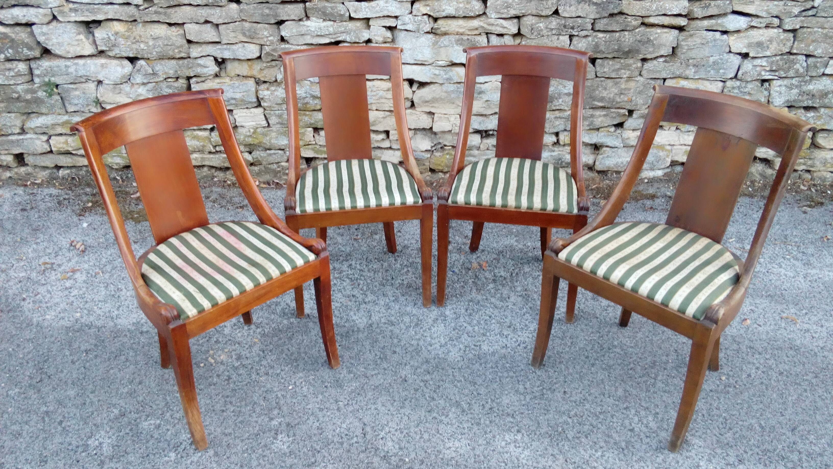 Suite of four mahogany gondola chairs