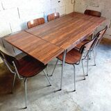 Table avec rallonges et 6 chaises vintage années 50 en formica