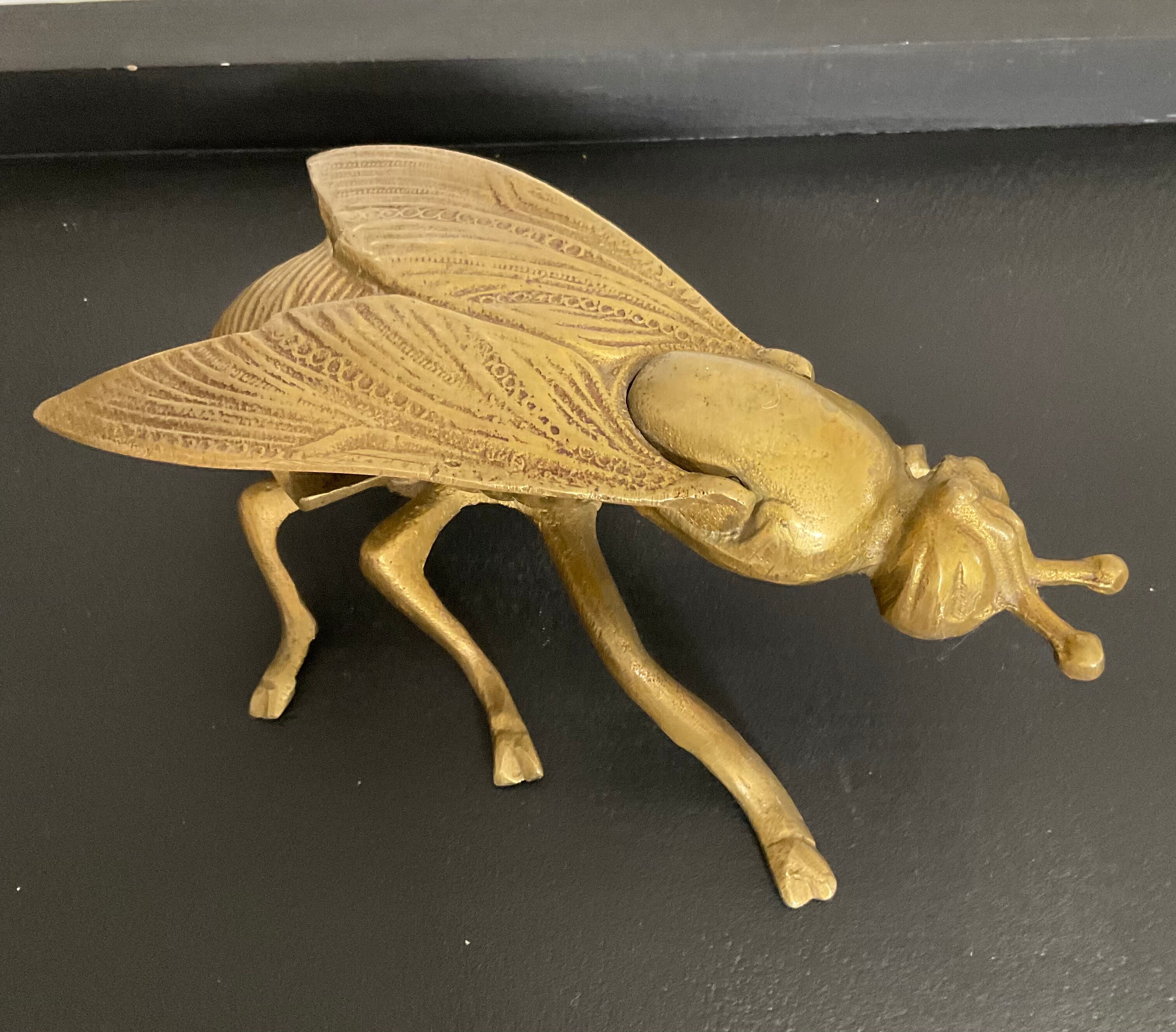 Vintage ashtray 70s bronze fly