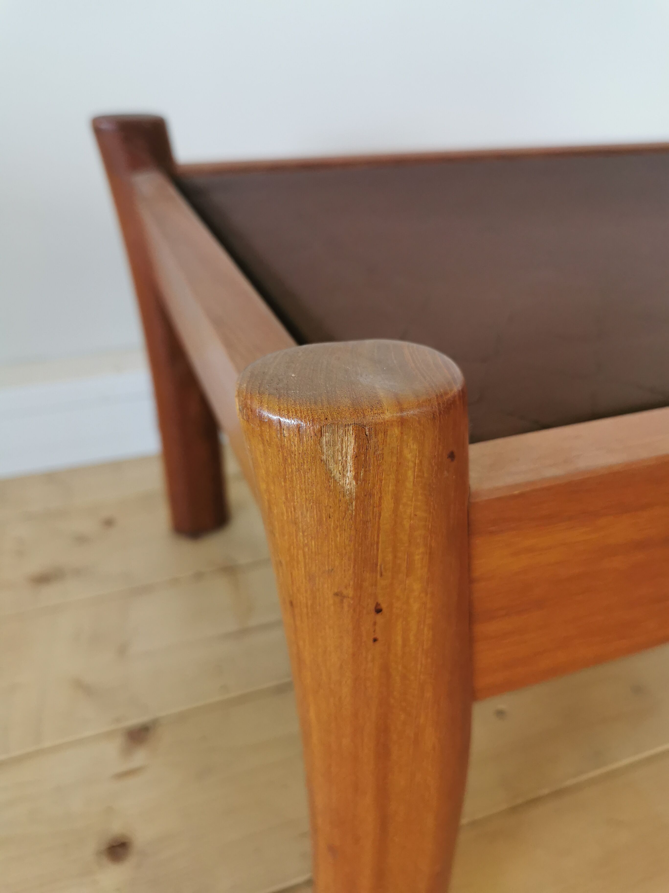 Pair of Dyrlund leather footrest 60s leather