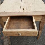 Table de ferme 2 tiroirs peuplier et chataignier