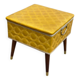 Yellow Scandinavian stool with square storage