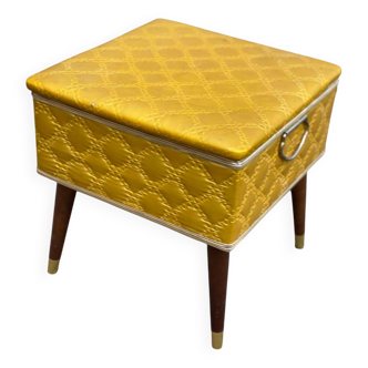 Yellow Scandinavian stool with square storage