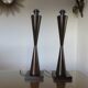 Pair of wooden diabolo lamps workshop lumen 80s