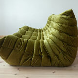 3-seater Togo green velvet sofa designed by Michel Ducaroy 1973