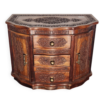 Coffret/meuble à bijoux en bois sculpté à la main style indien