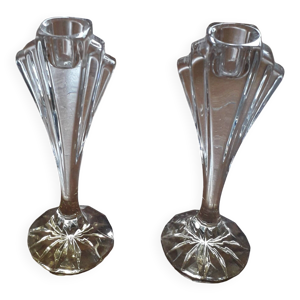 2 bougeoirs en cristal