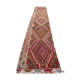 Old turkish narrow kilim runner 390x77 cm