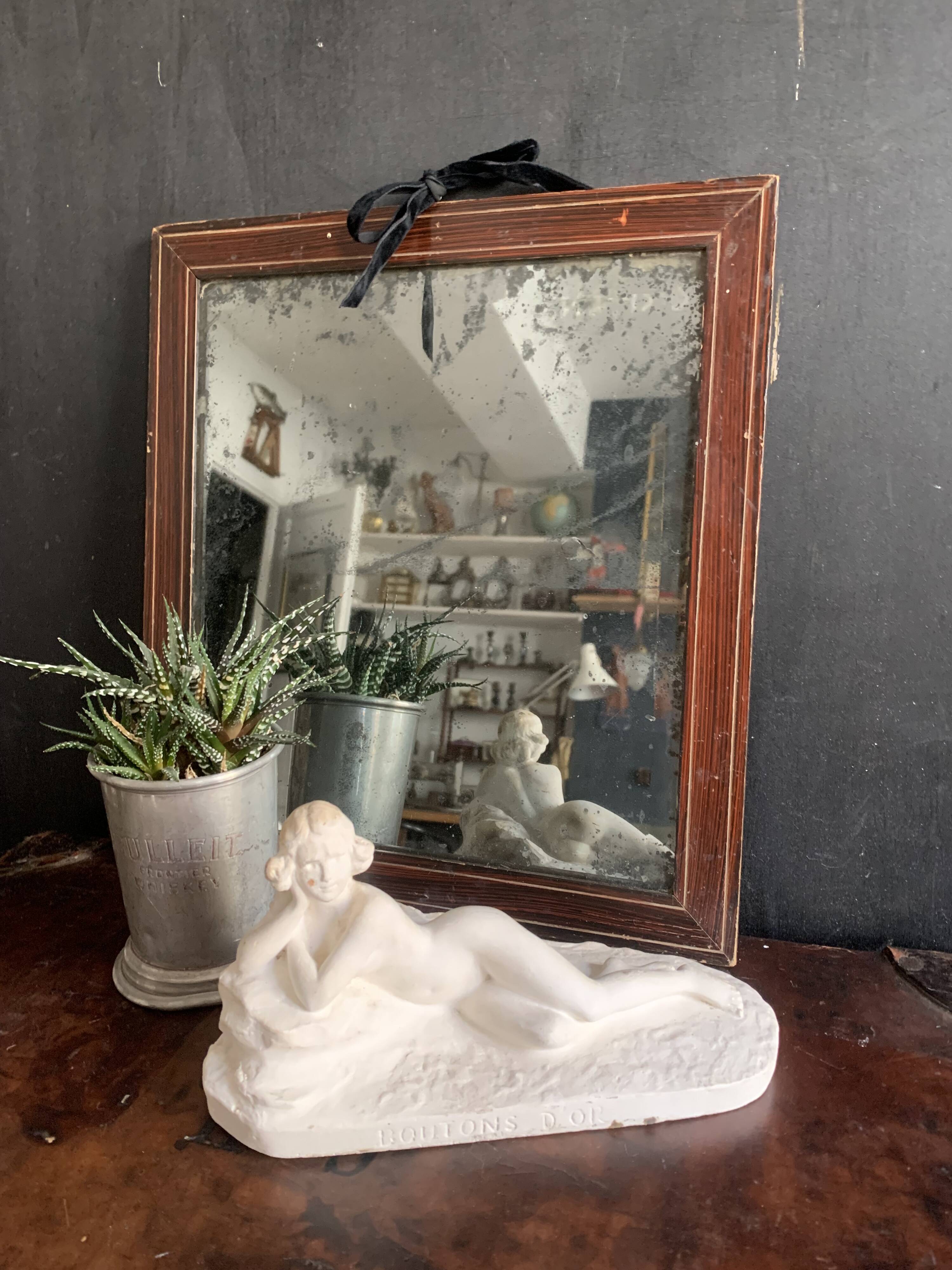 Antique mercury mirror in wood, late 19th century