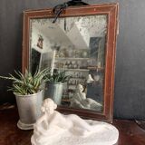 Antique mercury mirror in wood, late 19th century