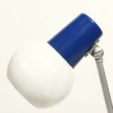 Lampe de bureau vintage métal peint blanc & bleu design Allemagne 1960s