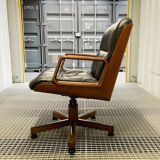 Vaghi • Italian Design • Vintage black leather executive chair from the 70s