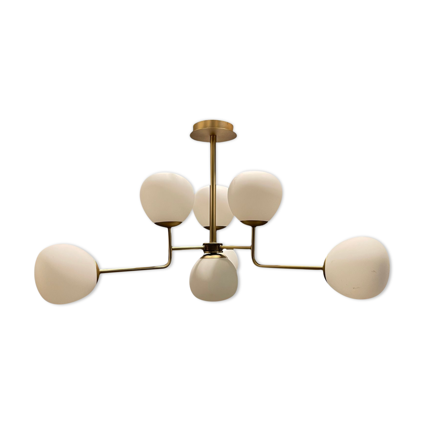 Lustre Spoutnik en verre opalin avec 7 lumières