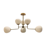 Lustre Spoutnik en verre opalin avec 7 lumières