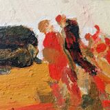 1965 Mid-Century Modern Swedish "Connection", Abstract Framed Oil Painting by Ivar Morsing