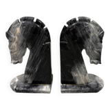 Serre-livres en marbre têtes de cheval années 1960