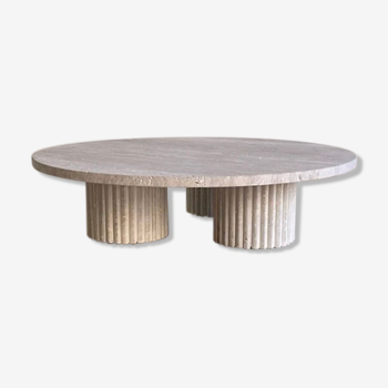 Table basse pandora circulaire - 100 cm D - travertin naturel