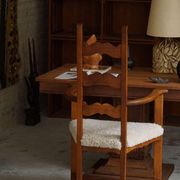 Classic Oak Armchair with Lambswool Upholstery, Mid-Century Danish, 1950s