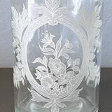 Pair of antique wheel-engraved glass bottles - good condition
