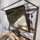 Wall coat rack Art Deco 1930 wrought iron 4 hooks and beveled mirror