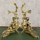 Pair of gilded bronze and patinated bronze andirons depicting putti circa 1850