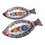 2 earthenware fish dishes
