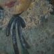 Oil portrait of a woman with a floral bonnet, Belgium, 1920s.