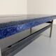 Table basse en céramique émaillée bleue design année 70