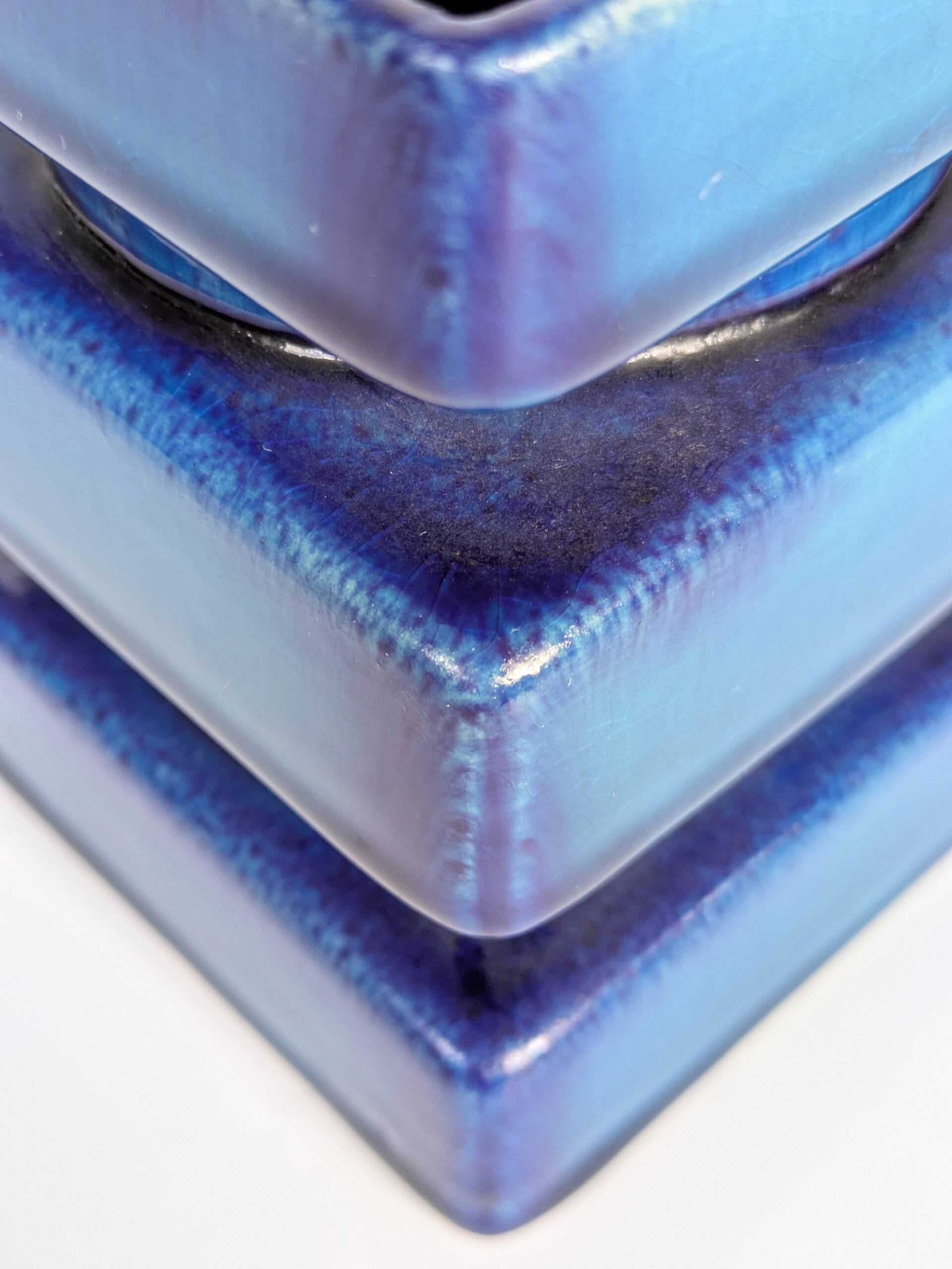 Cari Zalloni vase for Steuler, model 5101, Blue Space Age Ceramic