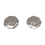 Pair of geometrizing shaped saltrons in cut glass