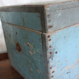 Blue vintage tool box wooden