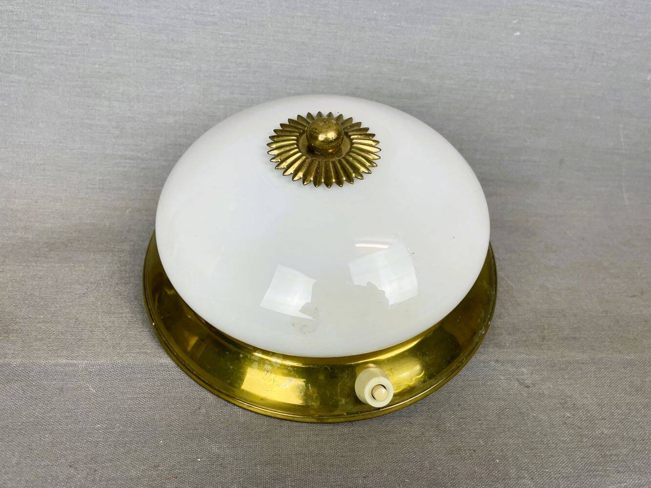 Small white opaline glass flush mount wall lamp