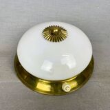 Small white opaline glass flush mount wall lamp