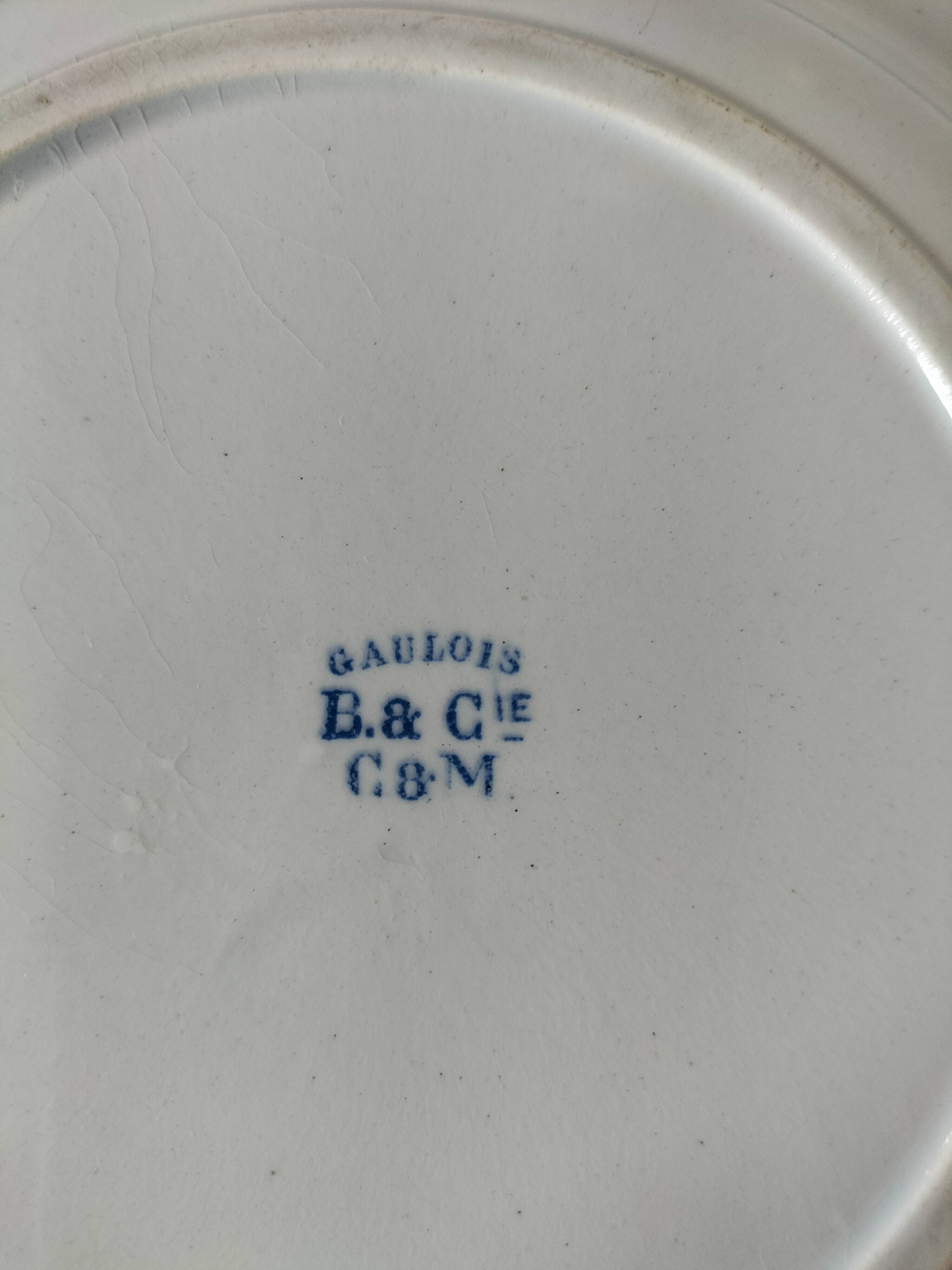Pair of old Boulenger Choisy-le-Roi soup plates – Gallic decor