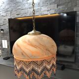 1 chandelier large globe lamp diameter 40cm / H 30 chain glassware Vianne for Suberville