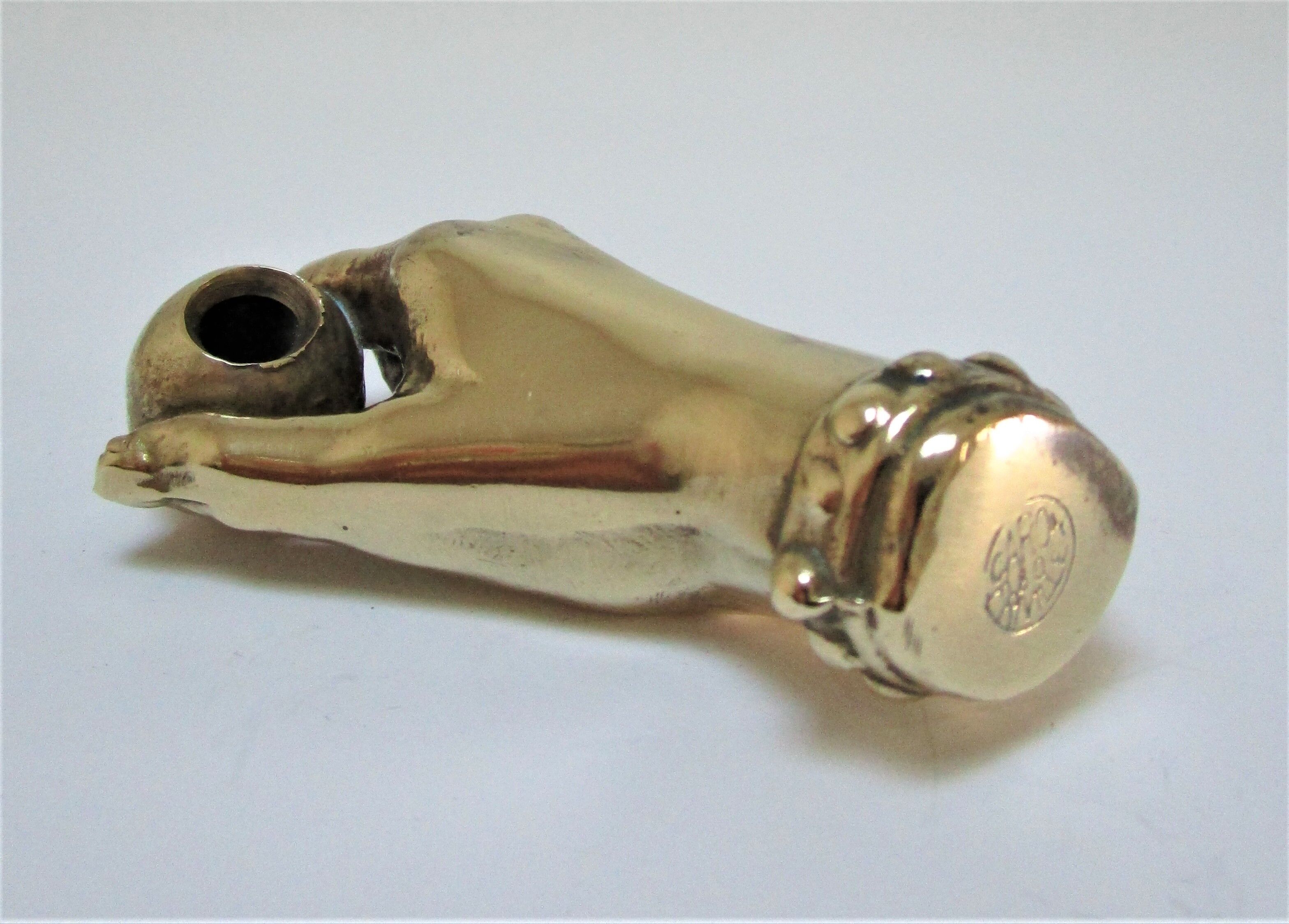 hand bronze paperweight pen holder early XXth