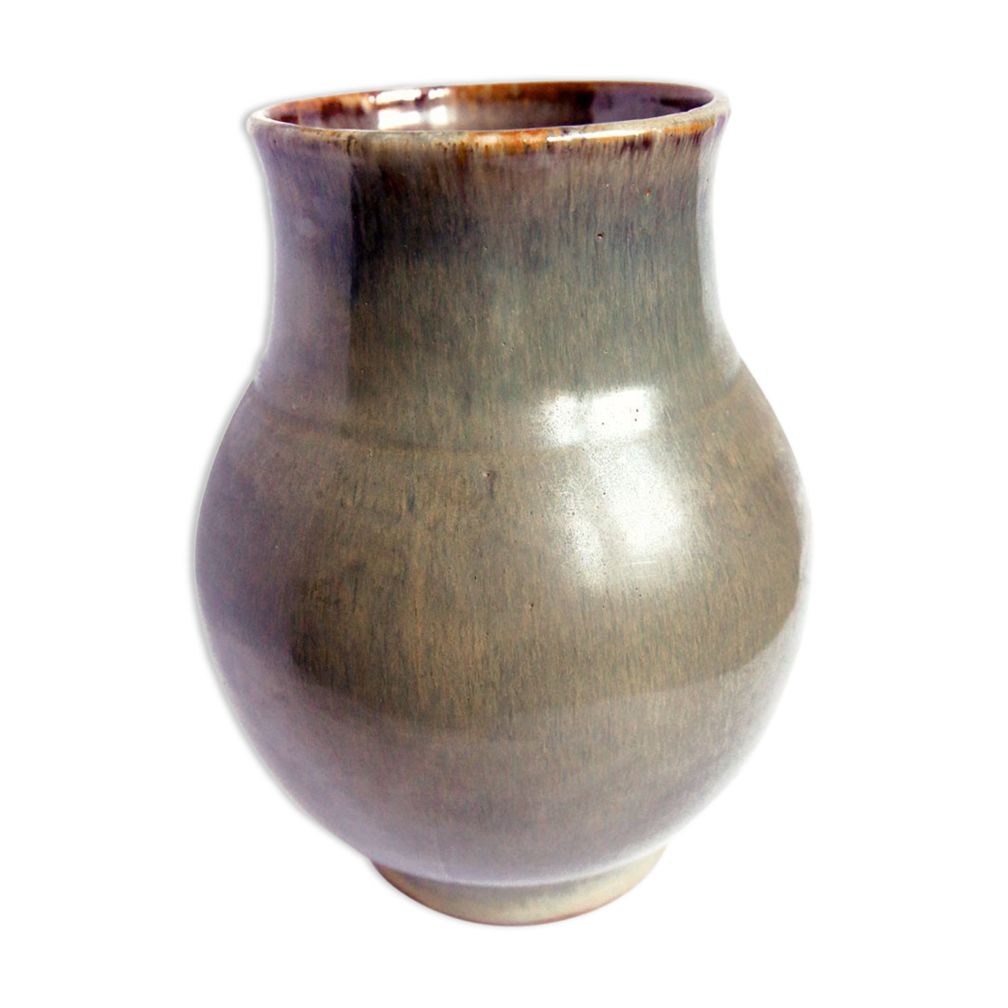 Vase en grès gris vert et bleuté de la poterie Marty en Auvergne