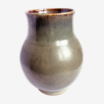Vase en grès gris vert et bleuté de la poterie Marty en Auvergne