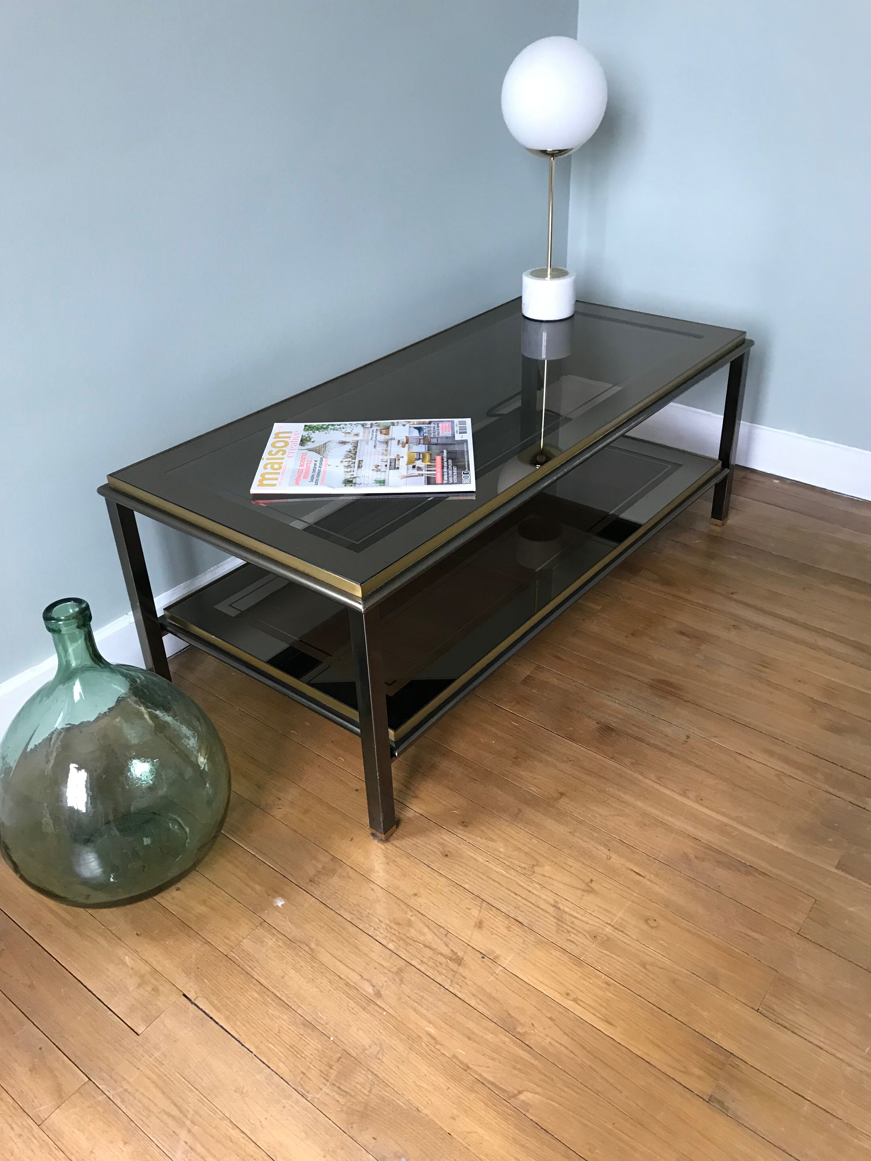 Coffee table in brass and chrome 1970