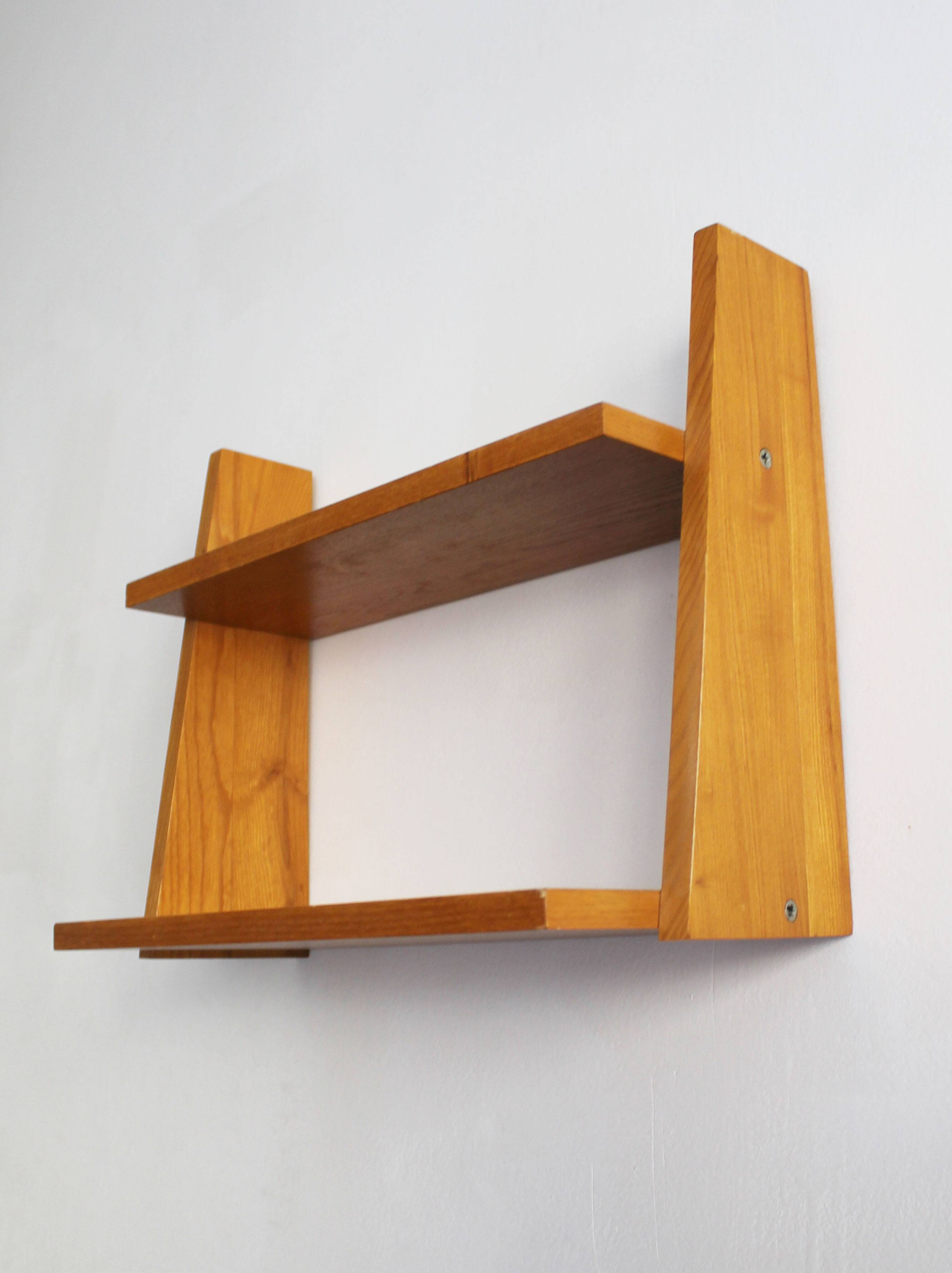Vintage Wall Shelf in Beech, Czechoslovakia, 1960s